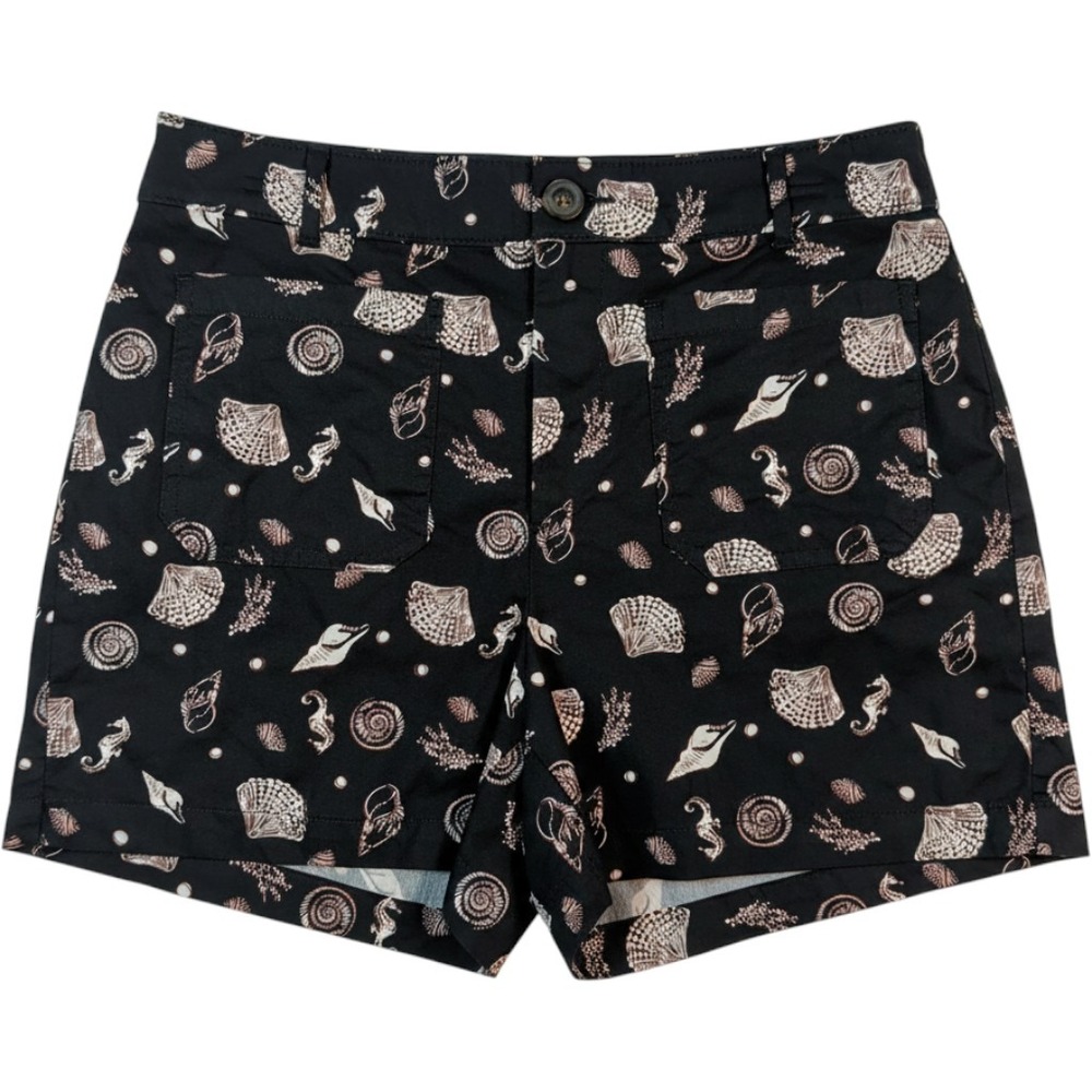 LOFT The Palmer Short Women 6 Black Seashell Seahorse Nautical Patch Pocket